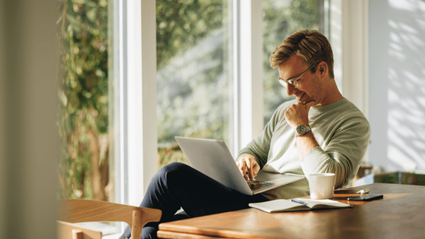 Domains homepage - man laptop