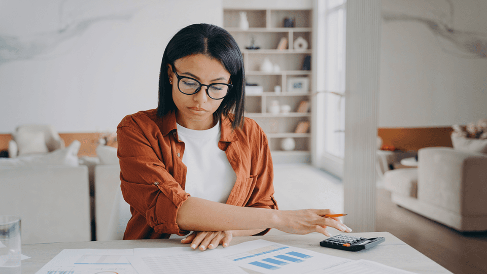 Woman calculating